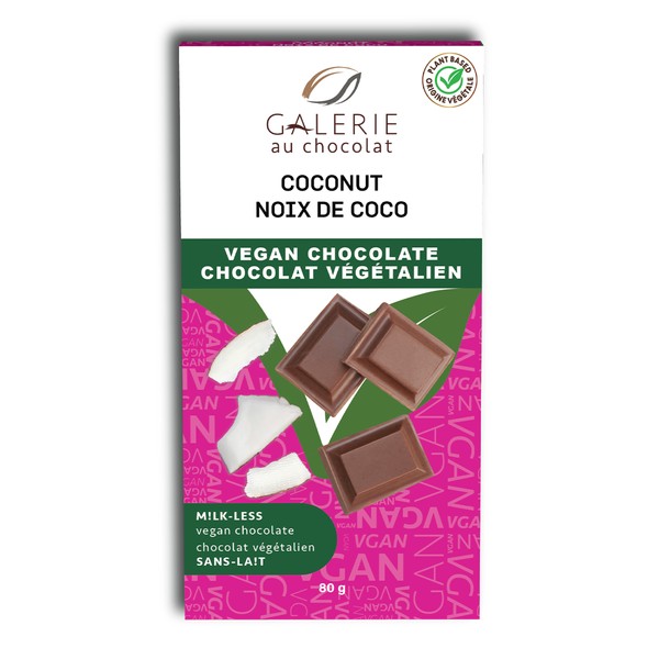 Galerie Au Chocolat Vegan Chocolate Bar Coconut 80g X 8