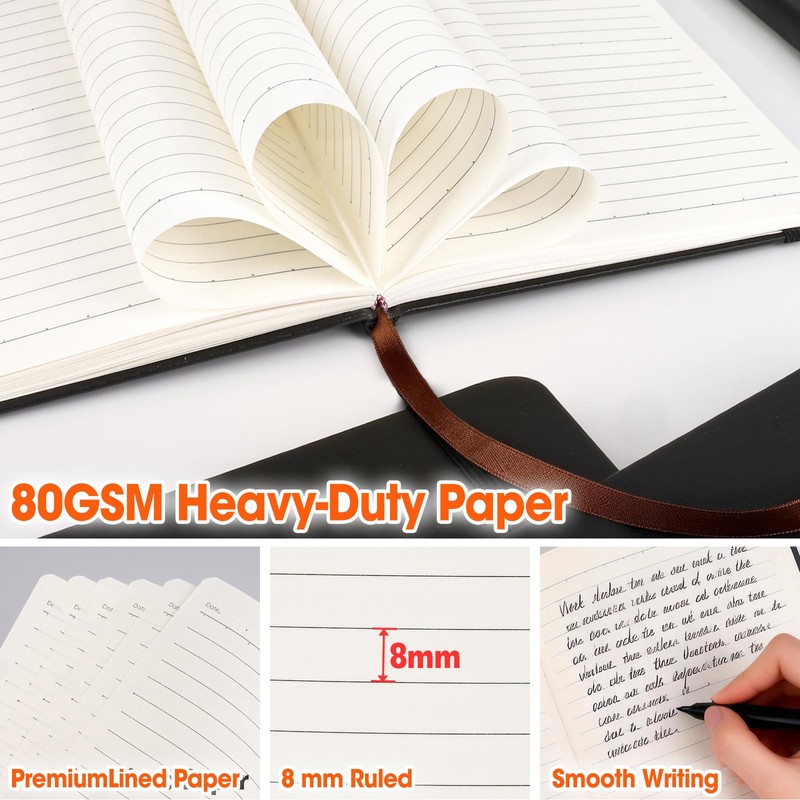 BGUP 8 Pack Lined Journal Notebook for Work, A5 Hardcover