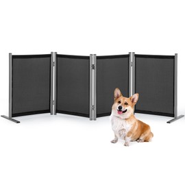 RANTILA 4 Panel Indoor Foldable Dog Fence Freestanding Dog Gate for Stairs, Hallways, or Doorways for Small Dogs- 68 X 24 Inch, Black