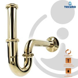 PROFI Röhrengeruchsverschluss Siphon extra lang - vergoldet