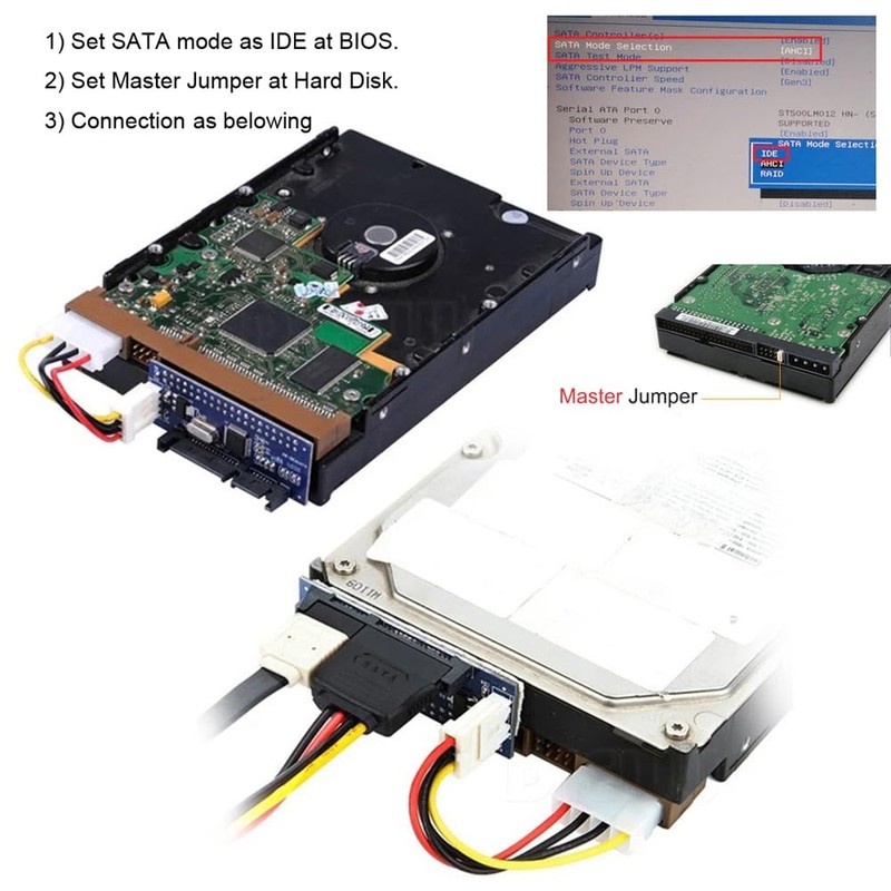 xiwai IDE/PATA 40-Pin Hard Drive to SATA Female Adapter PCBA