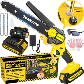 Mini Chainsaw Cordless 8 inch With Oiler, Tool-Free Chain Adjustment, 21V MAX* Rechargeable Cordless Chainsaw with Battery and Charger Mini Chainsaw 8 inch Cordless Hand-Held Electric Chain Saw