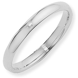 Argentium Silver Wedding Band 3mm Court Ring Size W, Made in England