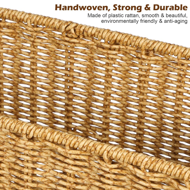 PRETYZOOM Rattan Storage Box with Handles 15 Inch Woven Basket