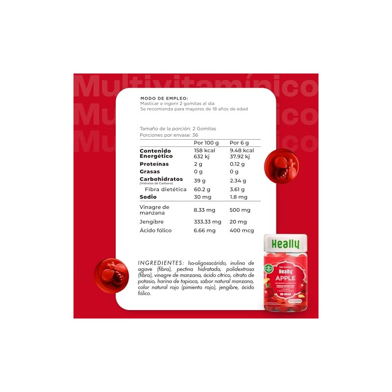 Gomitas de Vinagre de Manzana con Jengibre e Inulina HEALLY