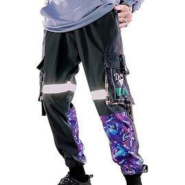 XYXIONGMAO Hip Hop Clothing Streetwear Joggers Cargo Pants for Men Youth Sports and Feet Loose Overalls Casual Pants (Black, S)