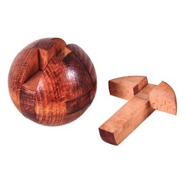 Wooden Brain Teasers Puzzle Handmade Big Wooden Puzzle Magic Ball Toy Intelligence IQ Games 3D Sphere Puzzles for Kids and Adults (Coffee)