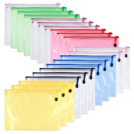 TUPARKA Pack of 21 Document Wallets A5 Zip File Folders PVC Ziplock Bag Mesh Document Bags for School Office Cosmetics Receipts Storage Homework Storage