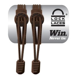 LOCK LACES Elastic self-binding laces: Quick lacing system for children, athletes, adults and seniors - no shoe tying required - comfort fit and firm hold in one size., brown