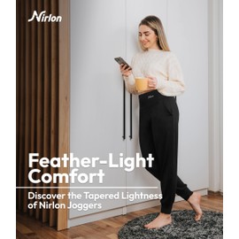 Nirlon Lightweight Joggers for Women - Athletic Womens Joggers with Pockets, Workout Leggings for Women - Breathable Stylish Womens Sweatpants for Gym and Yoga Pants (XL 24", Black)