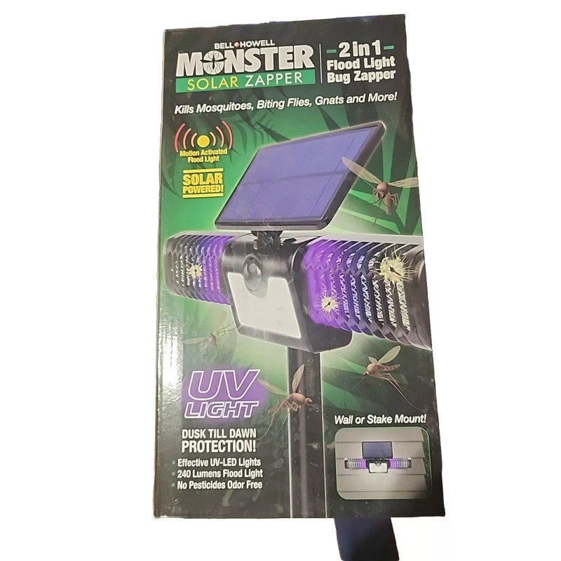 Bell+Howell Monster Solar Zapper 2-In-1 Flood Light/ Bug Zapper Motion