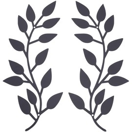 CREATCABIN 2Pcs Metal Tree Leaf Wall Decor Vine Olive Branch Wall Art Wrought Iron Leaves Wall Decorations Black Branch Sculptures Art for Living Room Hallway Outdoor Above The Bed 7 x 16Inch