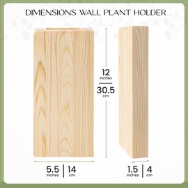 Levende Plante Pine Wood Wall Mount Planters - Set of 3, Modern Wall Vases for Flowers, Perfect for Bedroom, Bathroom, and Living Room Decor, Wall Flower Pots for Dried Floral Decorations
