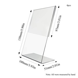 Rebanky Pack of 4 Table Stands A6 Slanted DIN A6 Acrylic Stand Price Tags Stand A6 L Stand A6 for Photos, Restaurant, Cafe, Counter, Promotions, Shop