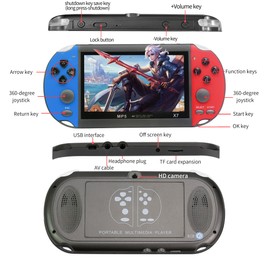 ZWYING Handheld Game Consoles Built in 2000+ Free Games 8GB RAM 4.3 Inch Screen Double Rocker,Support TV Output,Music/Movie , Classic Arcade Retro Game Player，Birthday Gift for Kids