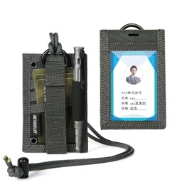 OneTigris ID Card Holder, Neck Holder, Card Case with Pen Holder, Military Style, For Work, School, Tactical, Durable, Commuter Passage, Name Holder, Employee ID Case, Horizontal and Vertical Use