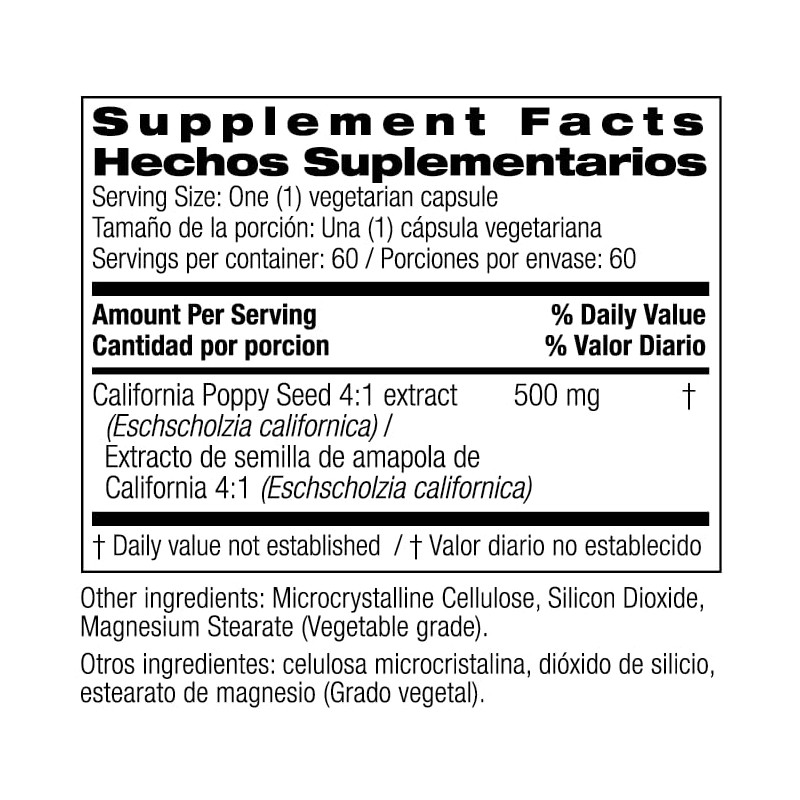 Bio Nutrition California Poppy Vegi-Caps, 60 unidades