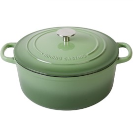 EDGING CASTING Enameled Cast Iron Dutch Oven Pot With Lid, 3.5 Quart, for Bread Baking, Cooking, Pistachio Green