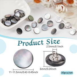 NBEADS 30Pcs Shell Shank Buttons, 11mm Black Shank Button Mother of Pearl Buttons with Shank Natural Pearl MOP Buttons Shirt Shell Buttons for Costumes Sewing DIY Crafts Crochet Ornament