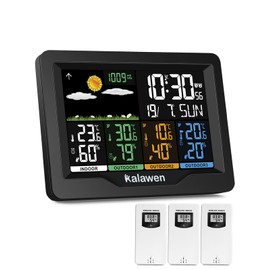 Kalawen Home Wireless Weather Station Multiple Sensors with Atomic Clock, Indoor/Outdoor Thermometer Wireless Humidity Barometer Monitor