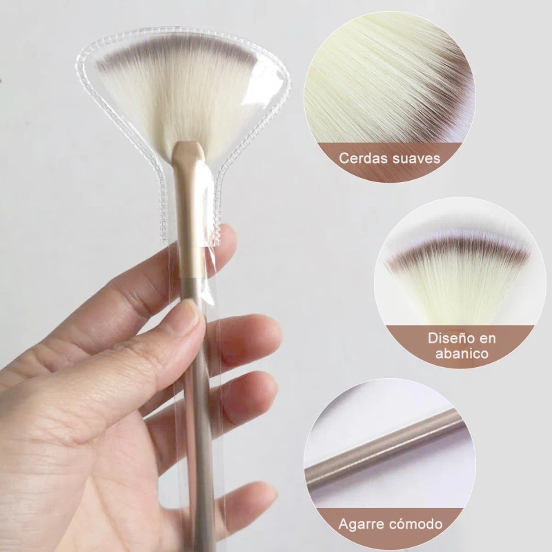 🔥 Anebake 2pz brocha abanico champagne ideal mascarillas y limpiadores