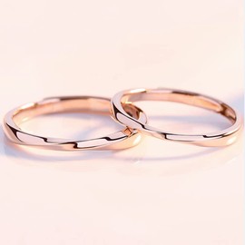 Nicoiro NSPR52 Pair Ring, Twist, Pink Gold, Made by S925, Matching Couple, Metal