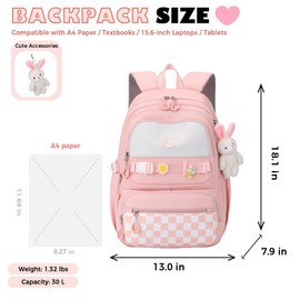 TYHOTULY Cute School Backpack for Girls Kawaii Large Bookbag Kids Teens Elementary Middle School Preppy Aesthetic Book Bag (Blue)