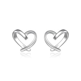 BriLove Dainty Simple 925 Sterling Silver Stud Earrings for Women,Classic Tiny Heart Studs Jewelry Gifts for Birthday Anniversary