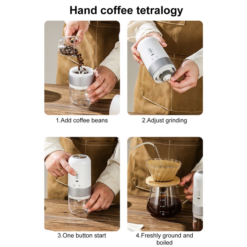Electric Coffee Bean Grinder Dry Wet Dual Use 1500mAh Small