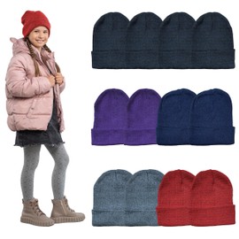Yacht & Smith Kids Winter Beanie Hat Assorted Colors Bulk Pack Warm Acrylic Cap (12 Pack Kids Dark Beanies)