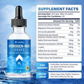 intefre Hydrogen Water for Instant Hydration, H2 Tabs-Boost Energy & Immunity, Sugar-Free H2 Drops with Magnesium, Calcium & Zinc-Powerful Antioxidant, Non-GMO, Gluten Free, 2 Oz