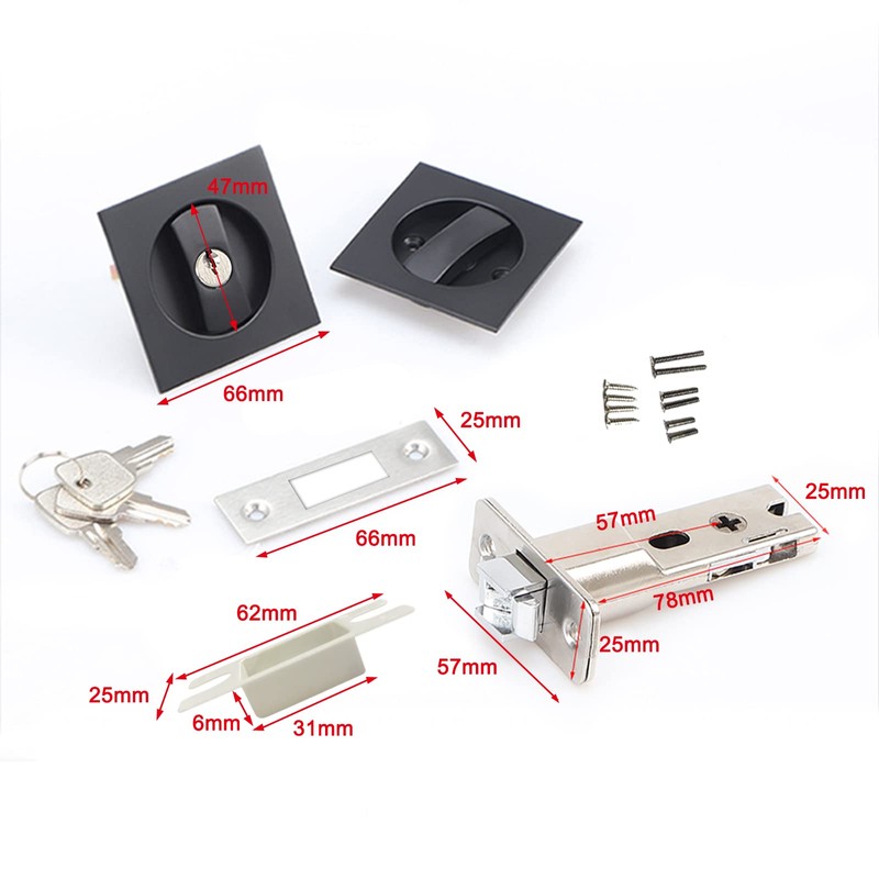 HOCONNIE Invisible Recessed Handle Door Handle Sets Pocket Door Lock