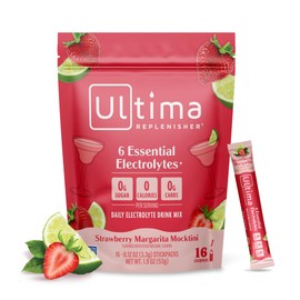 Ultima Replenisher Daily Electrolyte Powder Drink Mix - Sugar Free - Strawberry Margarita, 16 Stickpacks - Hydration Packets with 6 Electrolytes and Trace Minerals - Keto Friendly, Vegan, Non-GMO
