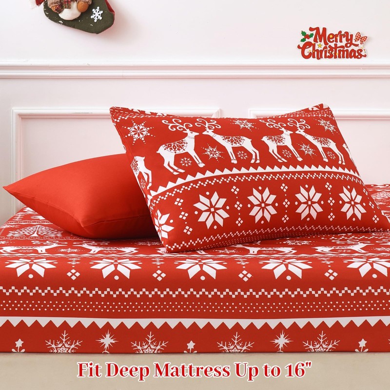 YIYEA Christmas Comforter Set, 7 Pieces Bed in a Bag,