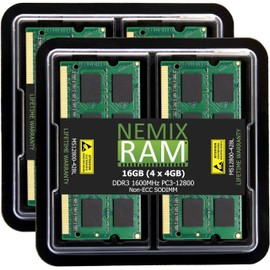 NEMIX RAM 16GB (4X4GB) DDR3 1600MHZ PC3-12800 2Rx8 1.35V 204-PIN Non-ECC SODIMM Laptop PC Memory KIT