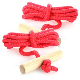 com-four® 2 x Premium Sledge Ropes with Wooden Handle, Extra Strong Toboggan Accessory, Pull Rope for Sledge, Made in Germany
