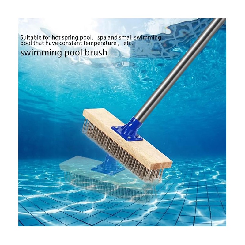 MEIBEI Deck Brush, Stainless Steel Wire with Long Handle 57",