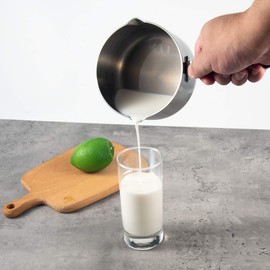 IMEEA Milk Pan, Single Handle, 18-10 Stainless Steel, Induction Compatible, 20.3 fl oz (600 ml), Sauce Pan, Mini Milk Pan, Silver