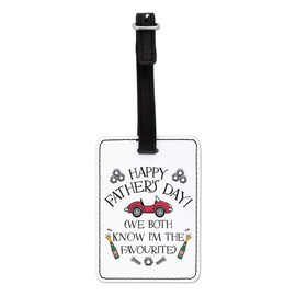 Gift Base Happy Father's Day We Both Know I'm The Favourite Visual Luggage Tag with Black Strap
