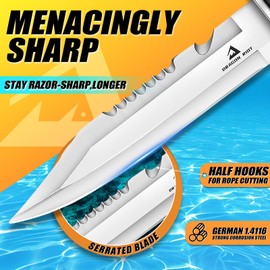 DRAGON RIOT Updated Dive Knife with Sheath & Leg Straps Saltwater, Ultra Sharp Diving Knife with Knife Holster, Double Edged Scuba Knife