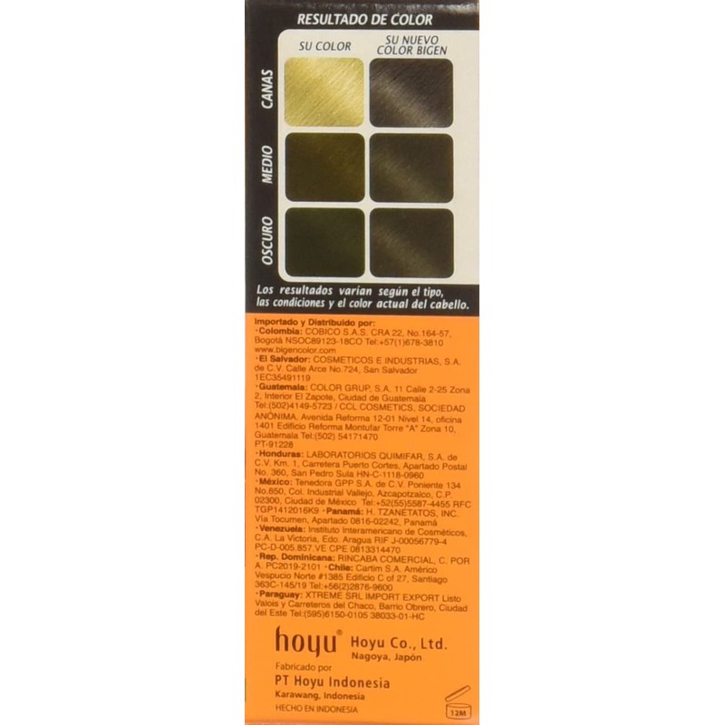 BIGEN Pack de 12 tintes marca bigen polvo tono,"bp negro