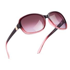 SIPHEW Polarized Sunglasses Womens Trendy, Classic Square Sun Glasses for Women UV Protection Wrap Shades (A11 Trendy Polarized Sunglasses, Wine Red, Red)