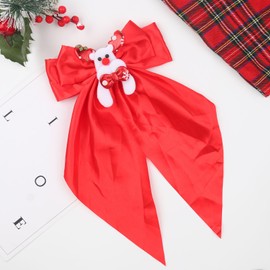 FULANSI Christmas Hair Bow Clips Christmas Tree Elk Hair Barrettes Big Bows Christmas Hair Accessories for Women Girls Red Green Ribbon Long Tail Bowknot Hairpins for Winter Xmas Party Decor 2pcs