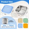 4 Pack 32oz Stainless Steel Sandwich Containers with Silicone Lids