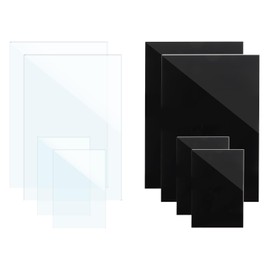 BATHRINS Pack of 8 Acrylic Glass Panels, Transparent and Black, 1 mm Acrylic Plate 20 x 30 cm, Plastic Plate for Photo Frame, Window, Project Exhibition, Painting