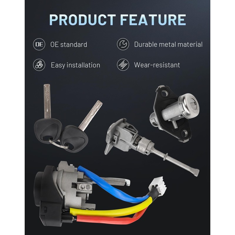 Radvik Ignition Switch Cylinder with Left Driver Side Door Lock,
