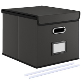 Umtiti A4-Size Black Leather File Organizer Box with Lid（Folders not included.File Folder Storage, Easy Slide Durable Hanging File Box for Office/Decor/Home,PGLG-BK,UK