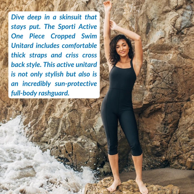 Sporti Active Solid One Piece Cropped Swim Unitard - Amethyst