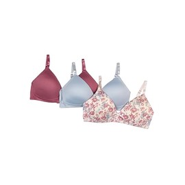 Tahari Girls' 3-Pack Molded Wireless Bras, Country Floral