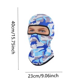 Camouflage Light Blue Balaclava Ski Mask Head Mask Full Face Mask Windproof Sun UV Protection Hood for Women Men